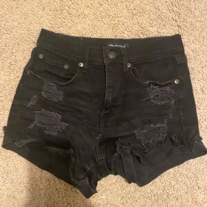 Aeropostale Black Ripped High-Rise Denim Shorts